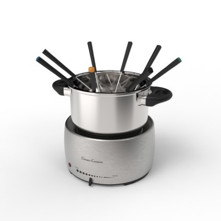 Hastings Home Stainless Steel Fondue Melting Pot Set, Warmer for Cheese, Chocolate, 8 Forks, Dishwasher Safe 688830COE